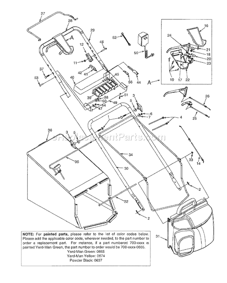 Page C Diagram and Parts List for 12AE999M401 2001 Yard Man Lawn Mower